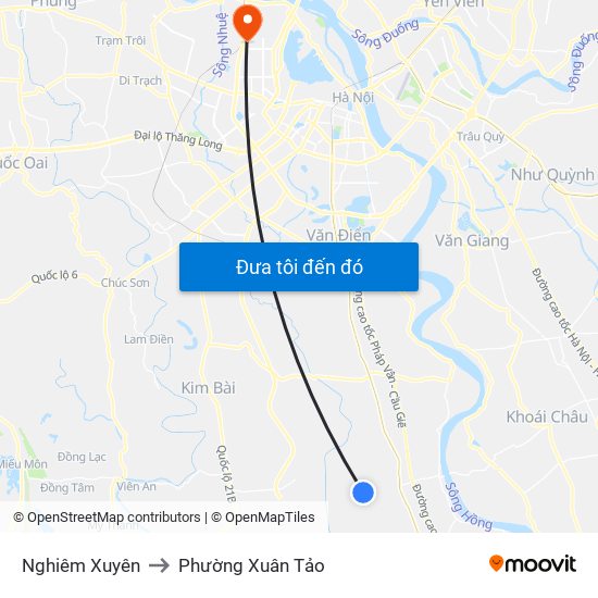 Nghiêm Xuyên to Phường Xuân Tảo map