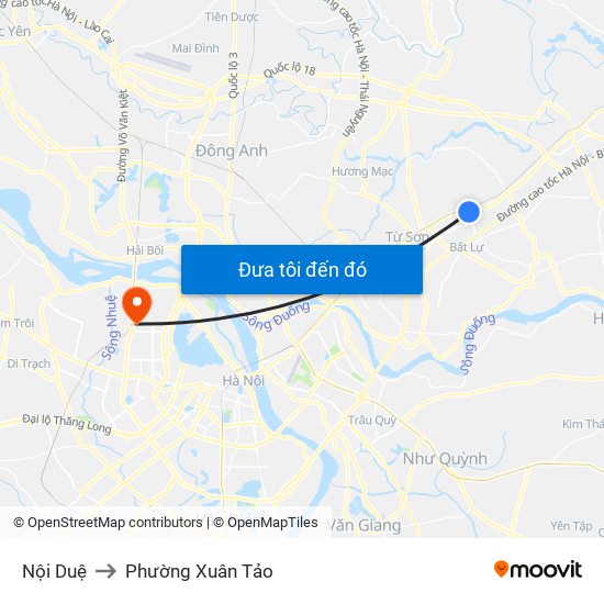 Nội Duệ to Phường Xuân Tảo map