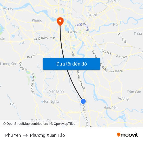 Phú Yên to Phường Xuân Tảo map