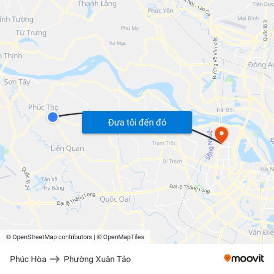 Phúc Hòa to Phường Xuân Tảo map