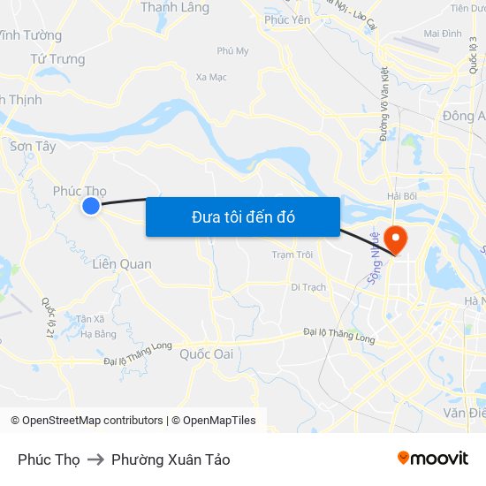 Phúc Thọ to Phường Xuân Tảo map