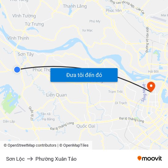 Sơn Lộc to Phường Xuân Tảo map