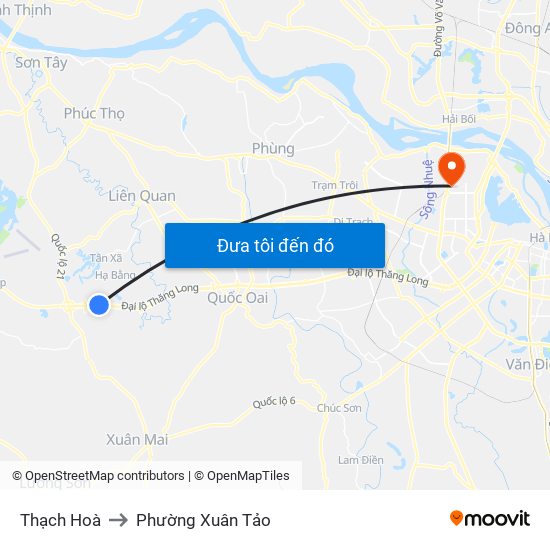 Thạch Hoà to Phường Xuân Tảo map