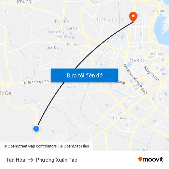 Tân Hòa to Phường Xuân Tảo map