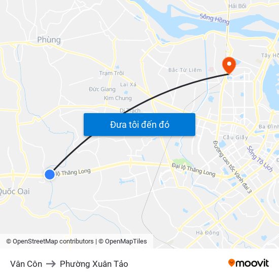 Vân Côn to Phường Xuân Tảo map