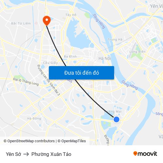 Yên Sở to Phường Xuân Tảo map