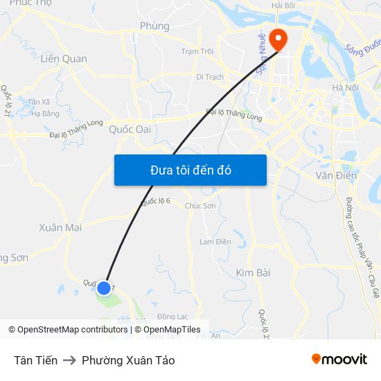 Tân Tiến to Phường Xuân Tảo map