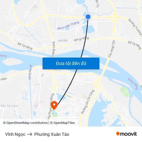 Vĩnh Ngọc to Phường Xuân Tảo map