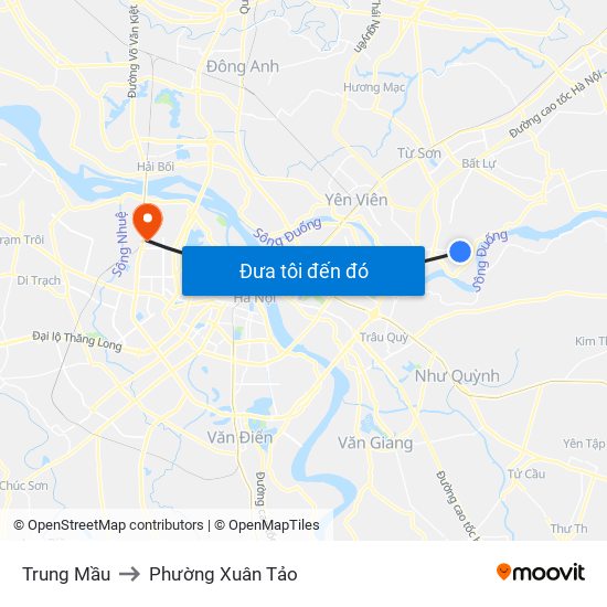 Trung Mầu to Phường Xuân Tảo map