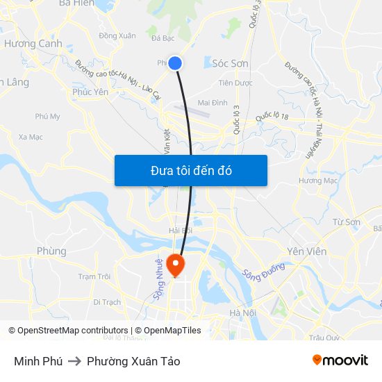 Minh Phú to Phường Xuân Tảo map