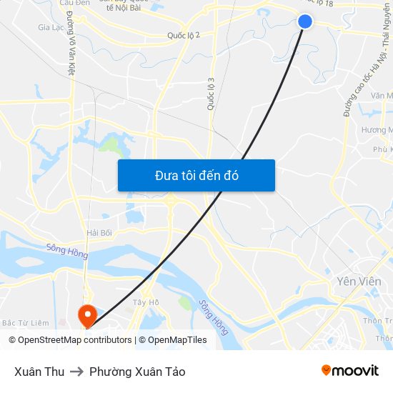 Xuân Thu to Phường Xuân Tảo map