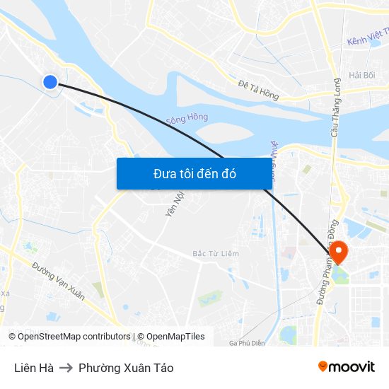 Liên Hà to Phường Xuân Tảo map