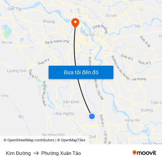Kim Đường to Phường Xuân Tảo map