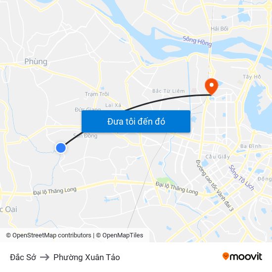 Đắc Sở to Phường Xuân Tảo map