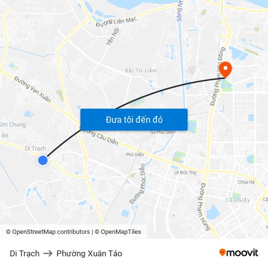 Di Trạch to Phường Xuân Tảo map