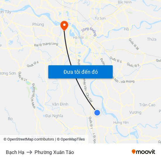 Bạch Hạ to Phường Xuân Tảo map