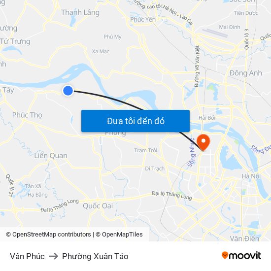 Vân Phúc to Phường Xuân Tảo map