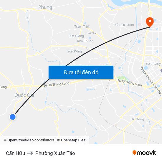 Cấn Hữu to Phường Xuân Tảo map