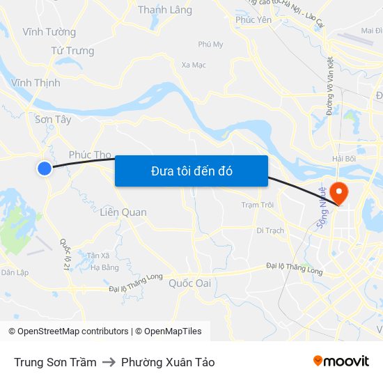 Trung Sơn Trầm to Phường Xuân Tảo map