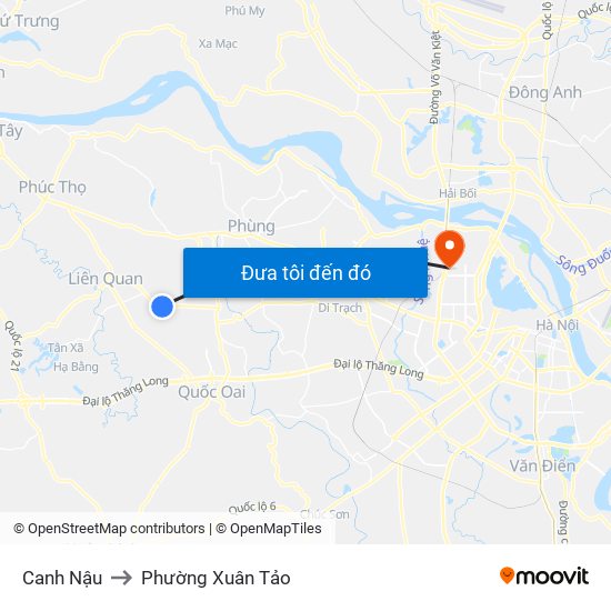 Canh Nậu to Phường Xuân Tảo map