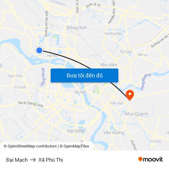 Đại Mạch to Xã Phú Thị map