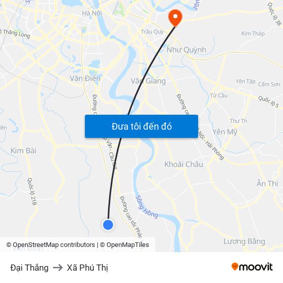 Đại Thắng to Xã Phú Thị map