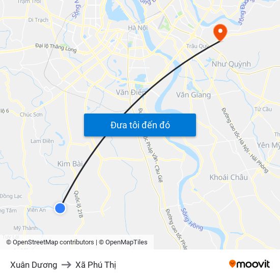 Xuân Dương to Xã Phú Thị map