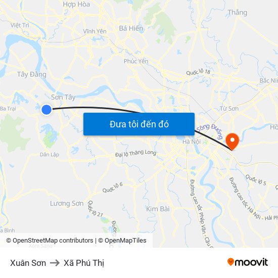 Xuân Sơn to Xã Phú Thị map