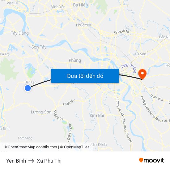 Yên Bình to Xã Phú Thị map