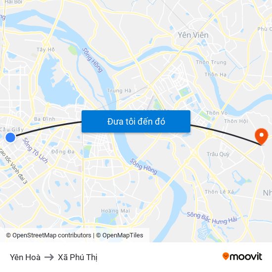 Yên Hoà to Xã Phú Thị map