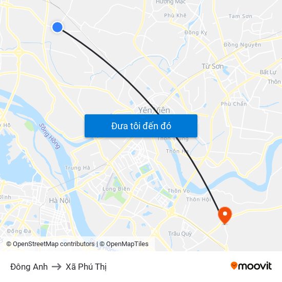 Đông Anh to Xã Phú Thị map