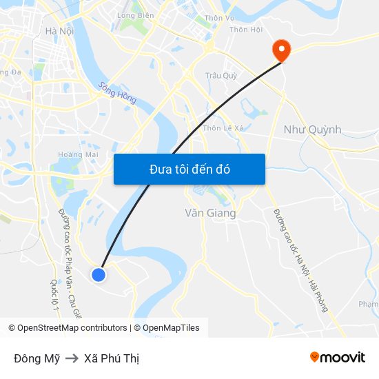 Đông Mỹ to Xã Phú Thị map