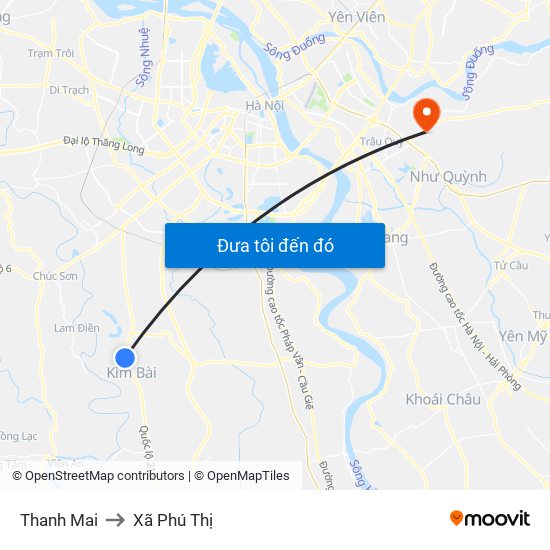 Thanh Mai to Xã Phú Thị map