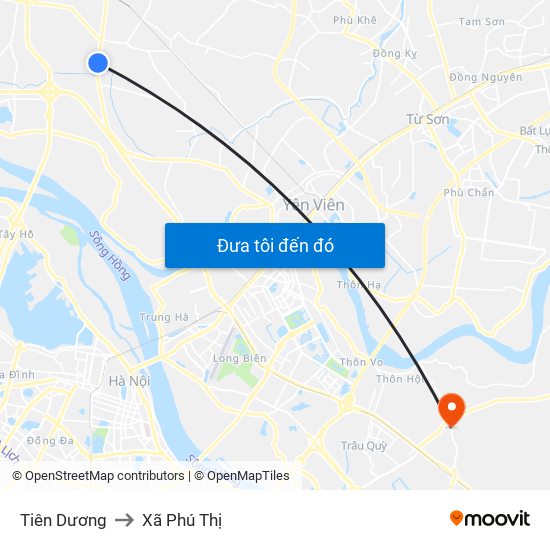 Tiên Dương to Xã Phú Thị map