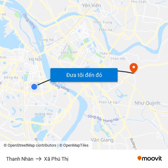 Thanh Nhàn to Xã Phú Thị map