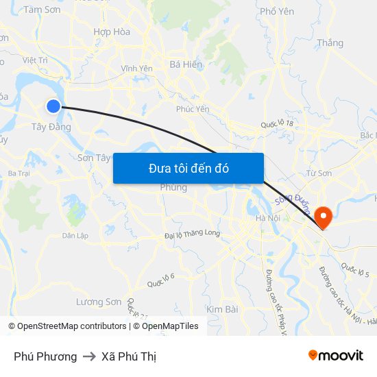 Phú Phương to Xã Phú Thị map