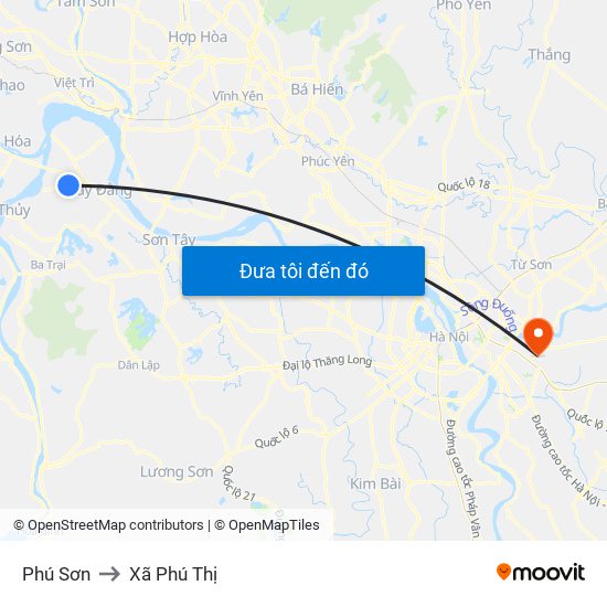 Phú Sơn to Xã Phú Thị map