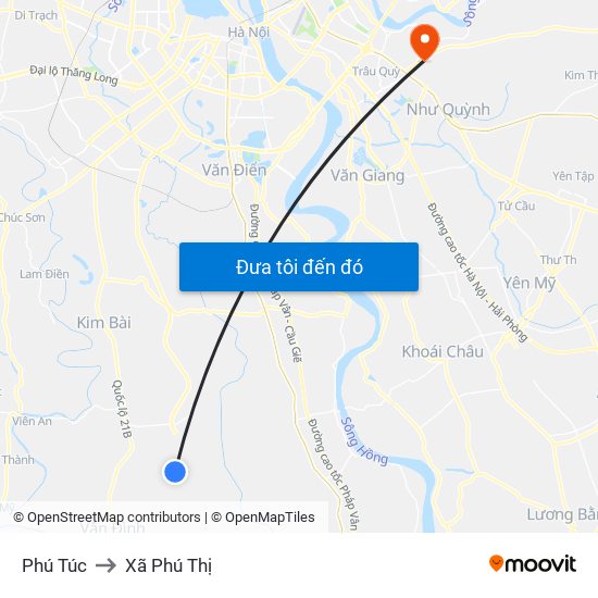 Phú Túc to Xã Phú Thị map