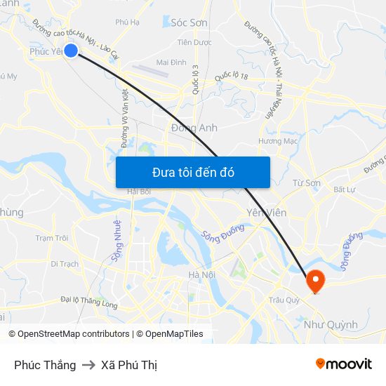 Phúc Thắng to Xã Phú Thị map