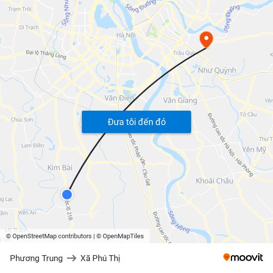 Phương Trung to Xã Phú Thị map