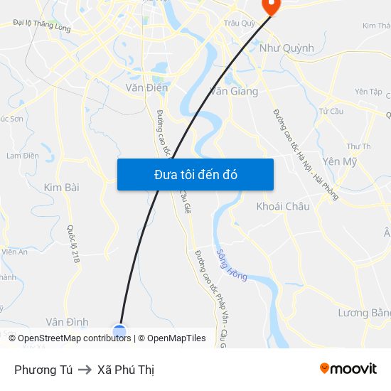 Phương Tú to Xã Phú Thị map