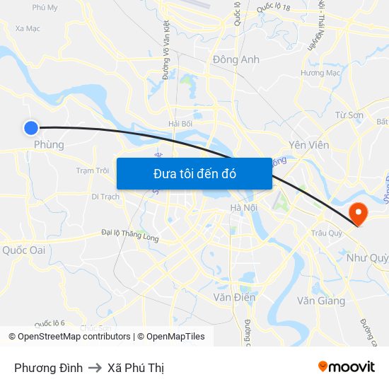 Phương Đình to Xã Phú Thị map