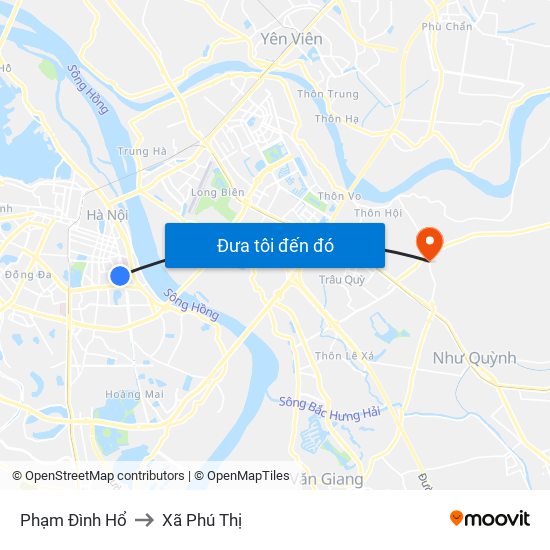 Phạm Đình Hổ to Xã Phú Thị map