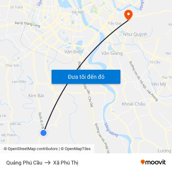 Quảng Phú Cầu to Xã Phú Thị map