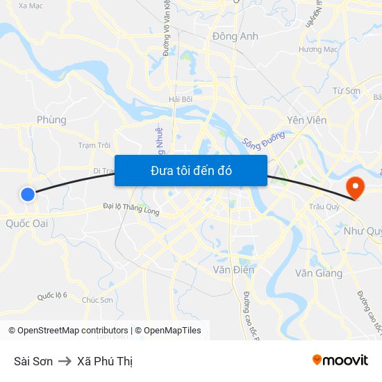Sài Sơn to Xã Phú Thị map