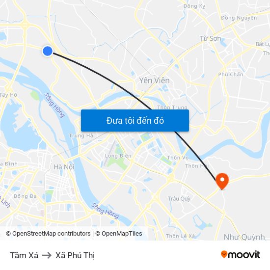 Tầm Xá to Xã Phú Thị map