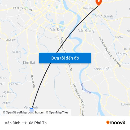 Vân Đình to Xã Phú Thị map