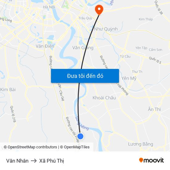 Văn Nhân to Xã Phú Thị map