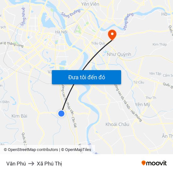 Văn Phú to Xã Phú Thị map