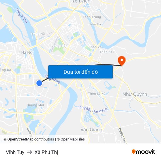 Vĩnh Tuy to Xã Phú Thị map